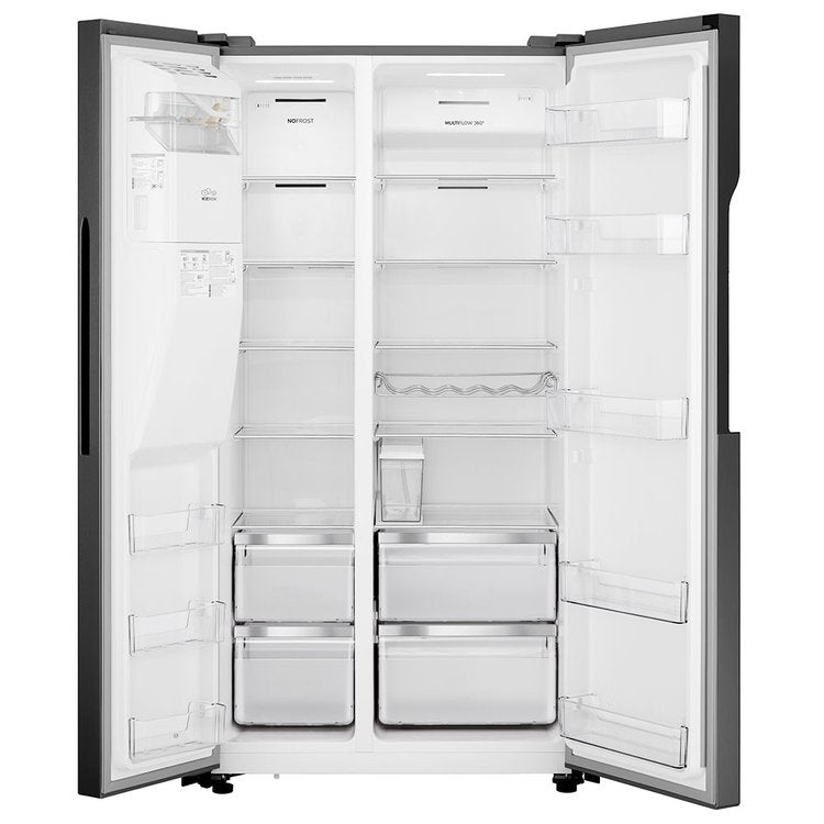 Teknix Side by Side American style Fridge Freezer in Black Stainless THSBS1791INBIX