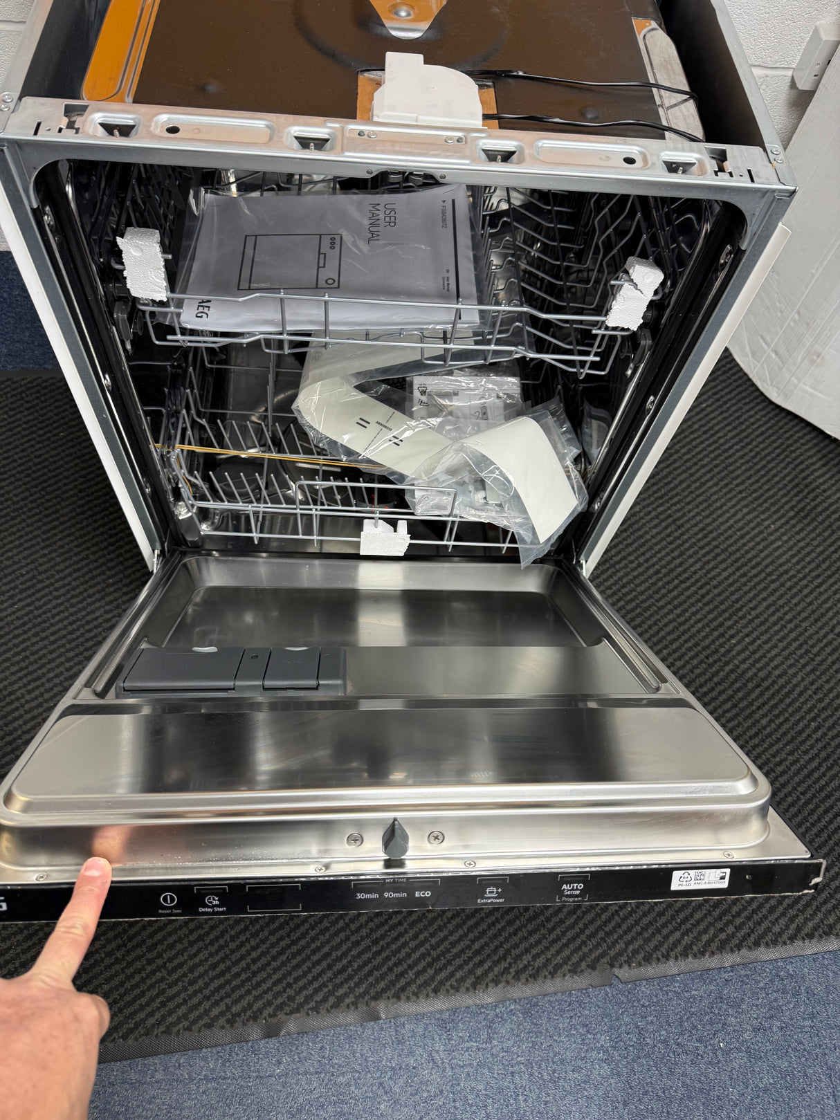 AEG 3000 FSB42607Z (42) Air Dry Fully Integrated Built In Dishwasher - Black Control Panel with Sliding Door Fixing Kit - (Ex Display) - HW182342