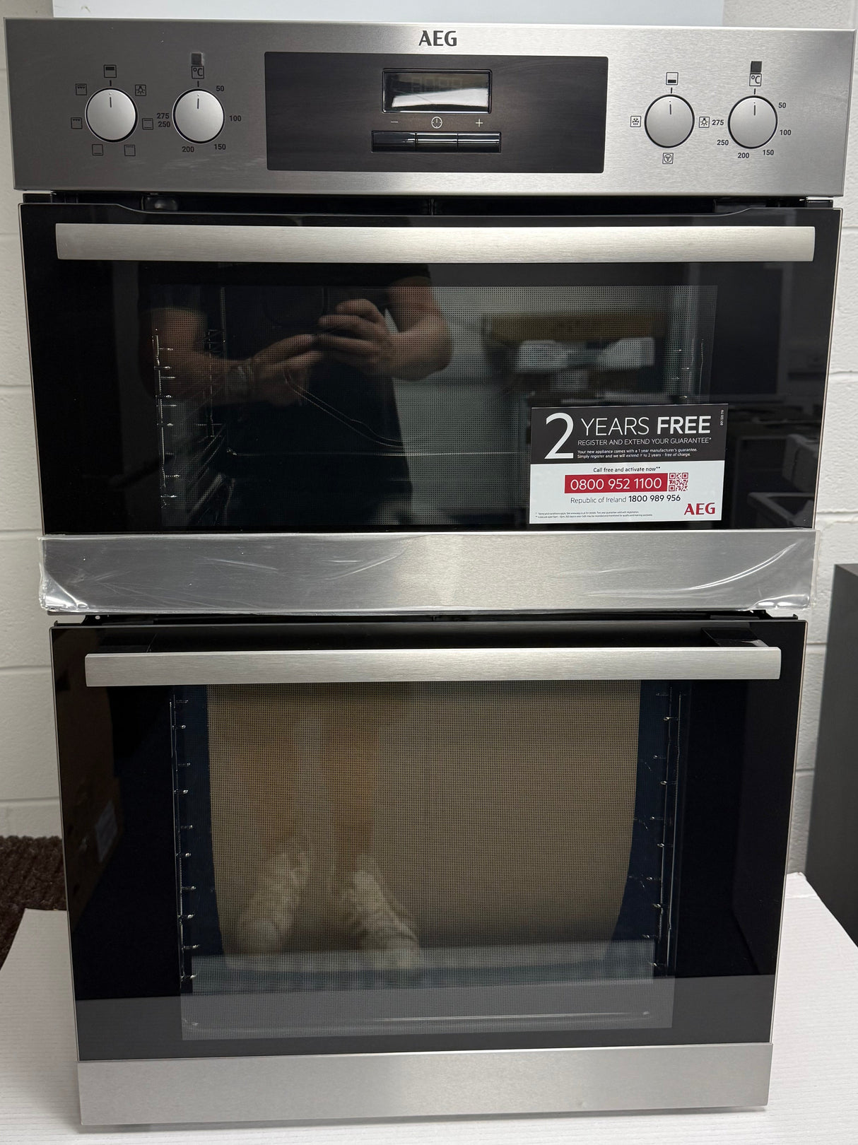 AEG 6000 DEB331010M (54) SurroundCook Clean Enamel Electric Double Built In Oven in Stainless Steel - A/A Rated - (Ex Display) - HW182454