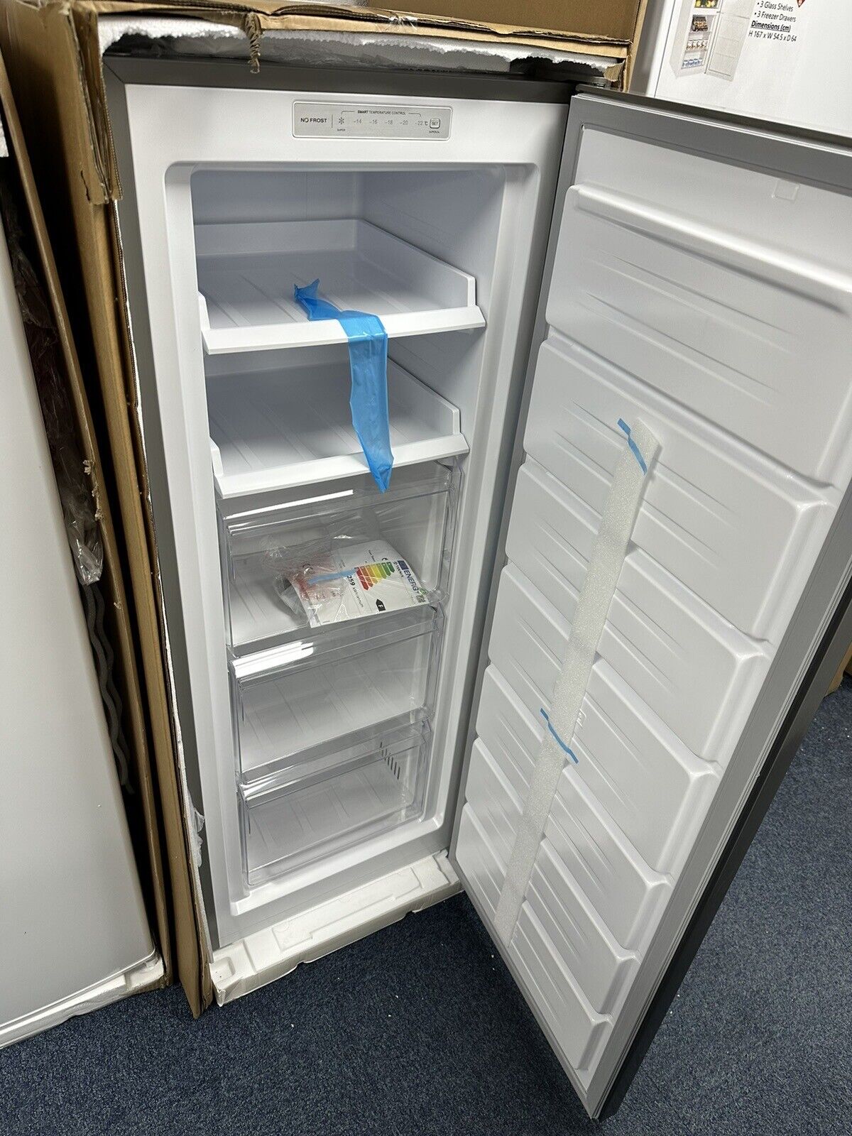 Teknix TFF1435X freestanding upright freezer SILVER Frost Free HW180530