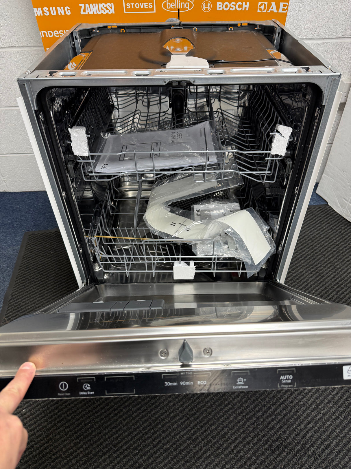 AEG 3000 FSB42607Z (42) Air Dry Fully Integrated Built In Dishwasher - Black Control Panel with Sliding Door Fixing Kit - (Ex Display) - HW182342