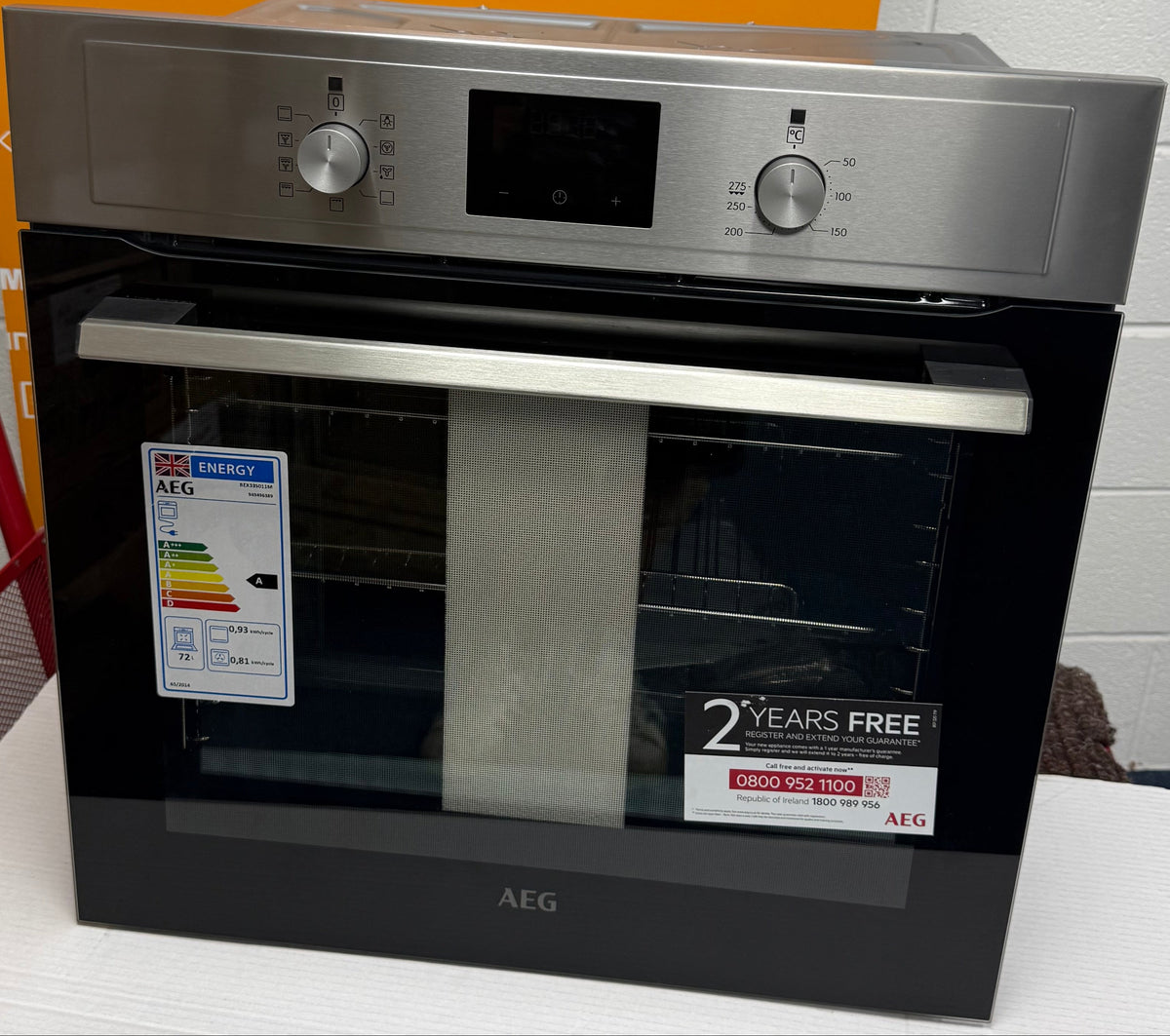 AEG BEX335011M (76) SurroundCook Built-in Electric Single Oven with Aqua Clean in Stainless Steel - A Rated - (Ex Display) - HW182776
