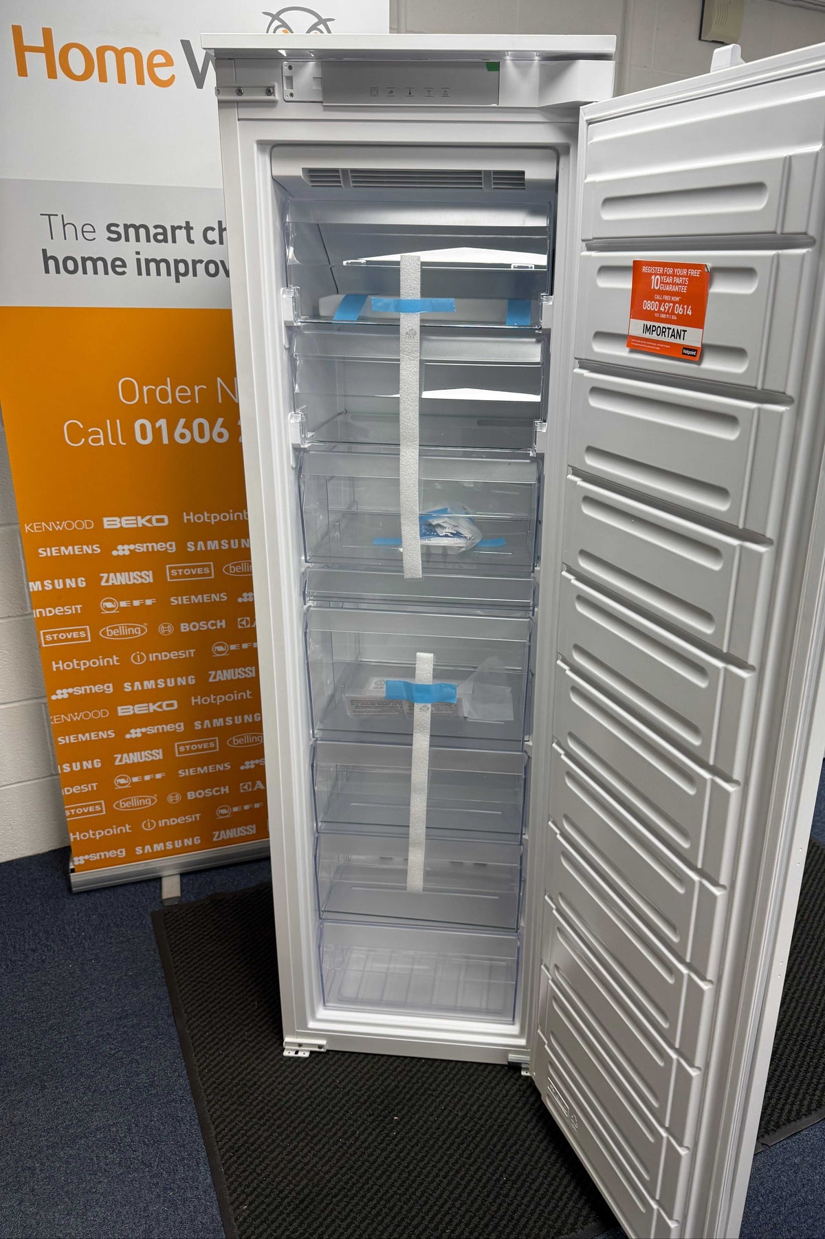 Hotpoint HTSD18F013H1 (37) 209 Litre Tall Built-In Freezer with No Frost - E Rated - HW182837
