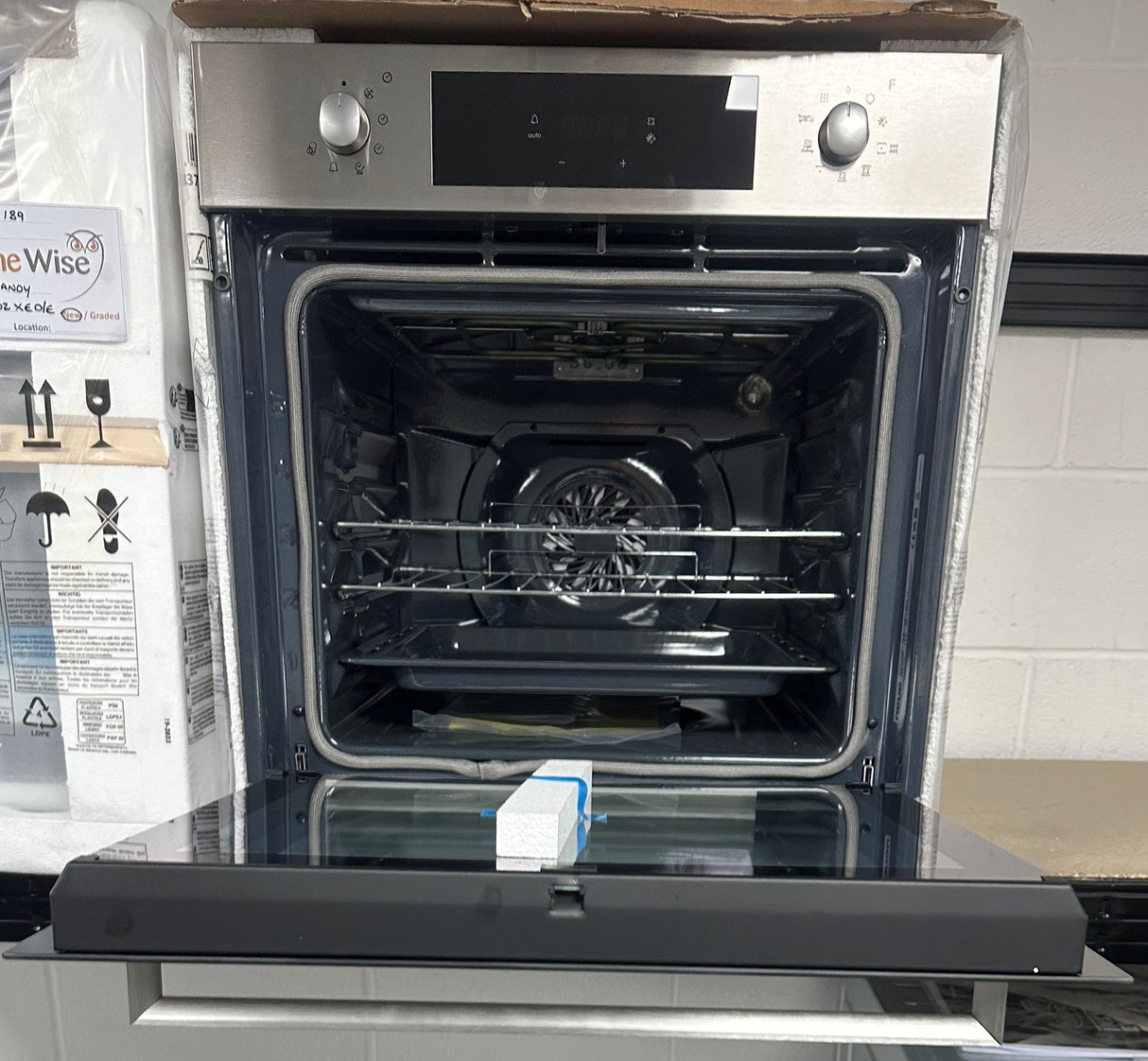 HomeWise HFNPK606X Built In Pyrolytic Multifunction Single Oven in Stainless Steel - A Rated - POHW0121