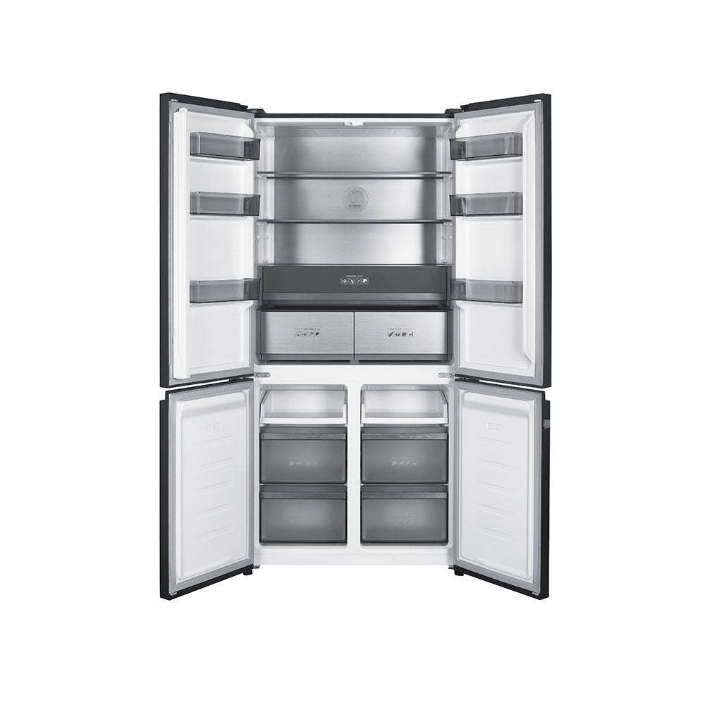 Teknix TMD19091SIBI 505 Litres Multi Door American Fridge Freezer in Dark Inox - E Rated Stock photo doors open empty