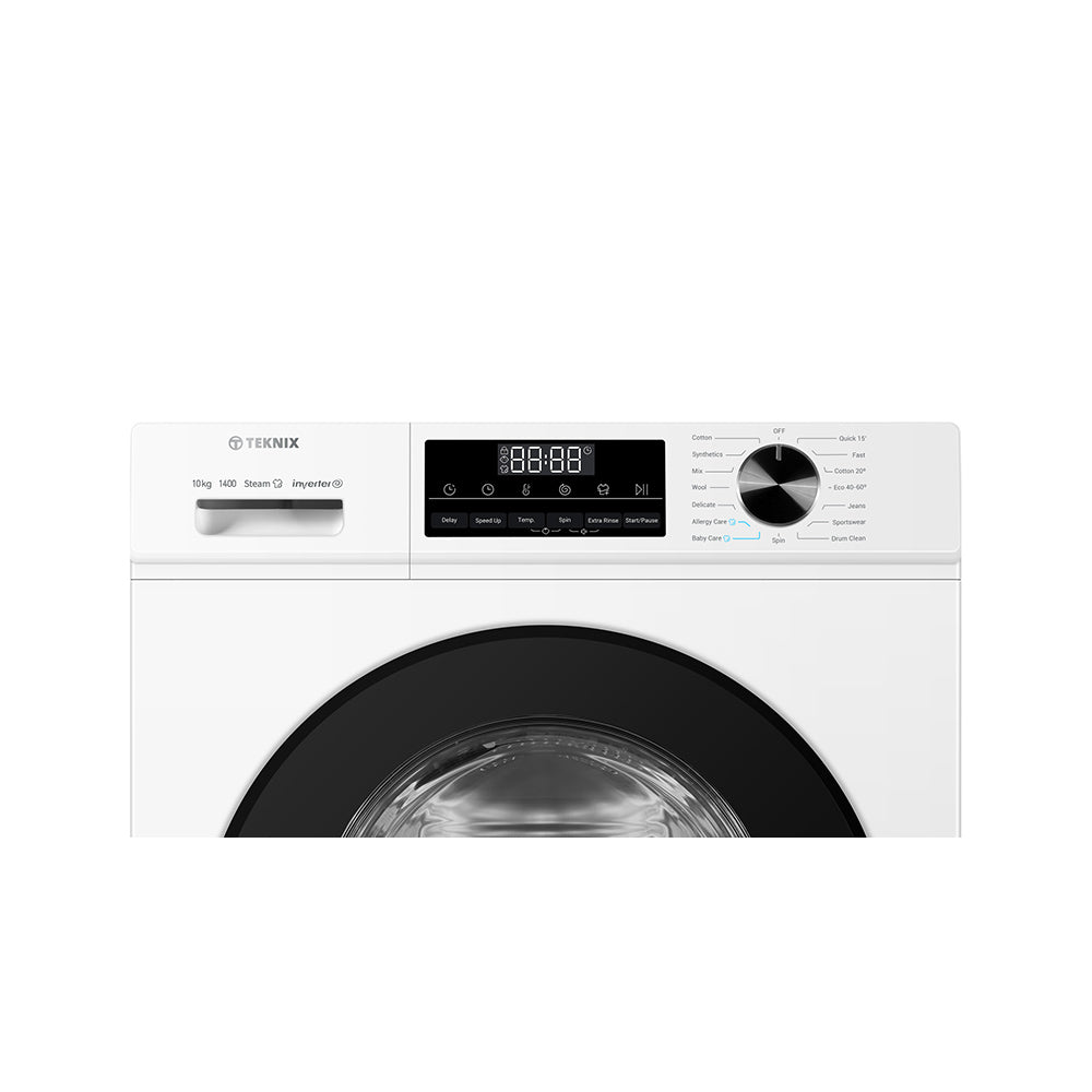 Teknix TK3W1014XW 10KG 1400 Spin Washing Machine in White - A Rated - 3 Year Guarantee - POHW0100