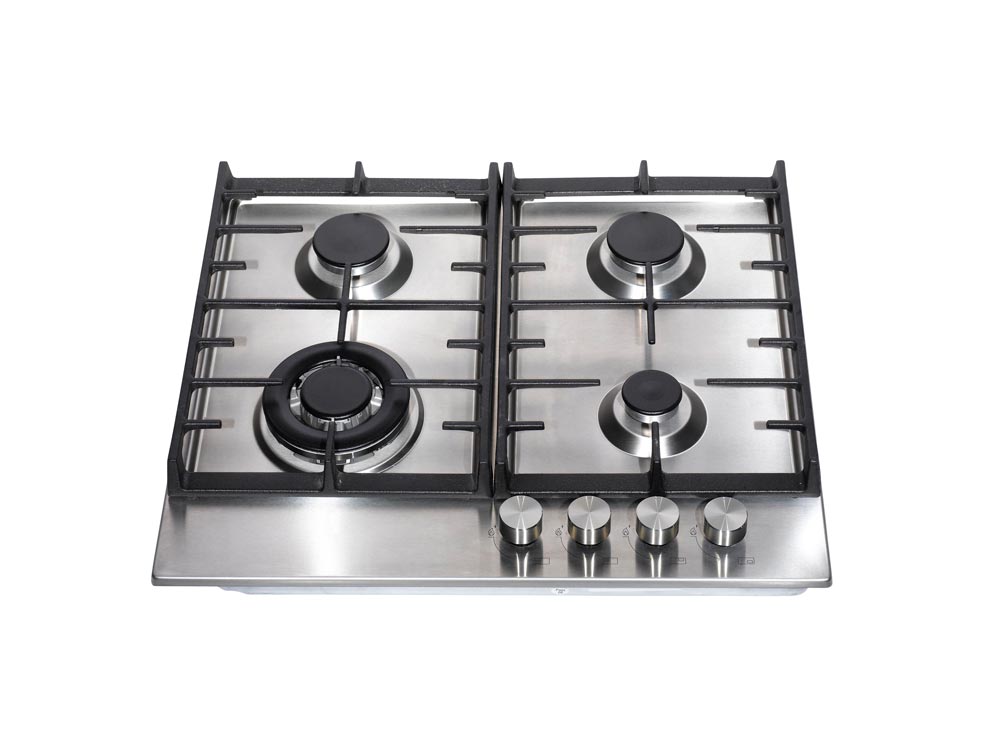 Teknix SCGH61X Signature Collection 4 Zone Gas Hob in Stainless Steel with Wok Burner and Cast Iron Pan Supports - POHW0123