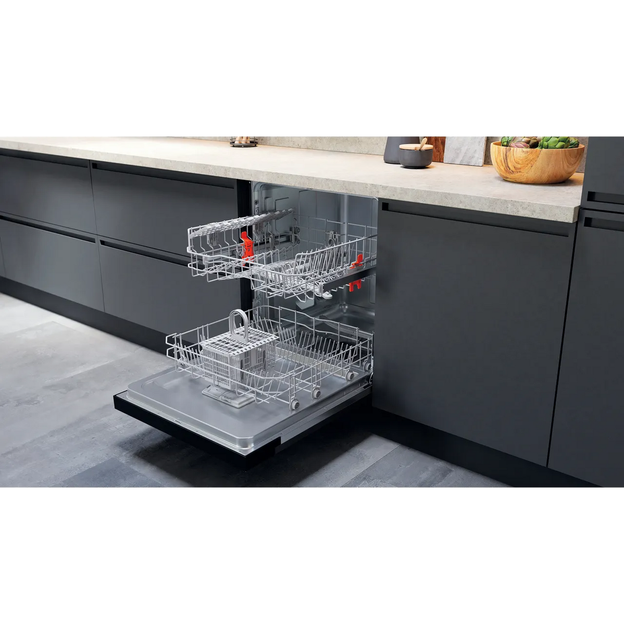 Hotpoint H3B L626 X UK Semi Integrated Full Size Dishwasher with Black and Stainless Control Panel - Fixed Door Hinge Kit - E Rated - HW181877