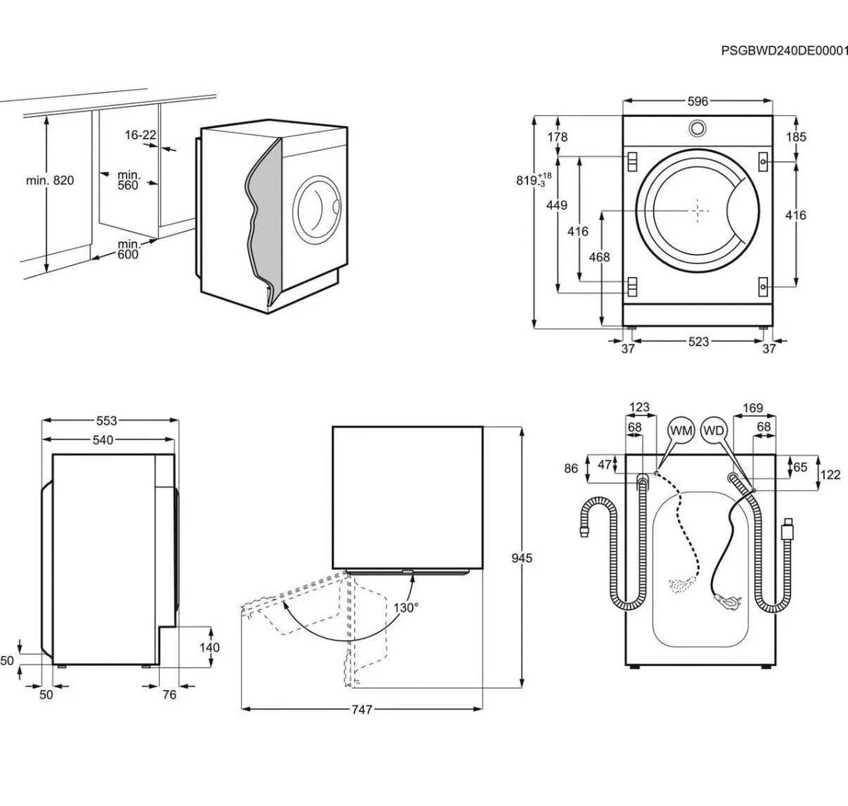 AEG LFX6G7434BI (98) 6000 Series ProSense Integrated 7 kg 1400 Spin Washing Machine - B Rated - (Ex Display) - HW182798