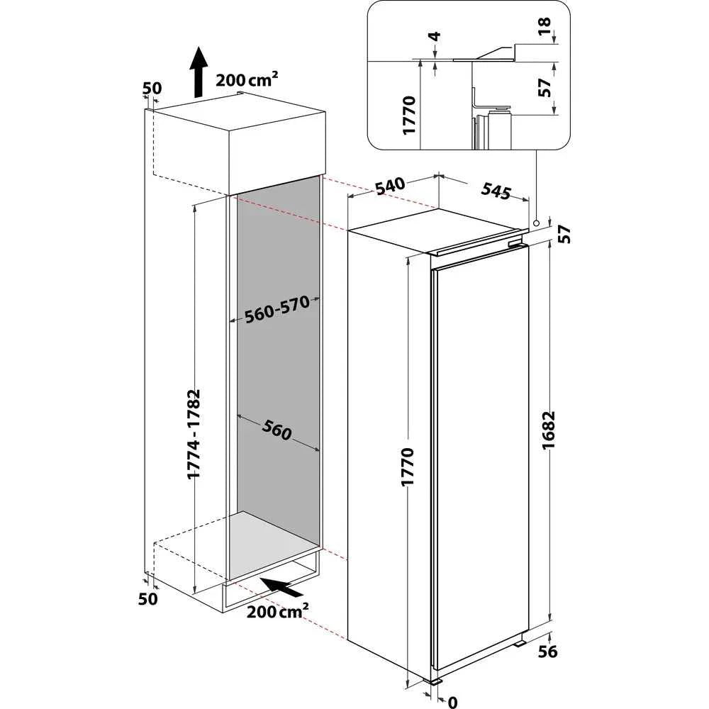 Hotpoint HTSD18F013H1 (37) 209 Litre Tall Built-In Freezer with No Frost - E Rated - HW182837