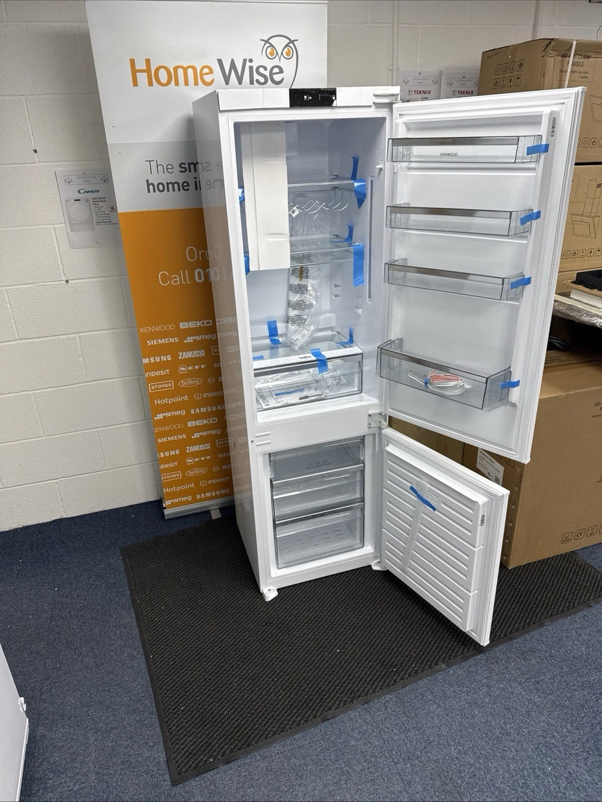 Kenwood KIFF7022 (83) 70/30 Frost Free Integrated Fridge Freezer with Sliding Hinge - E Rated - HW181883