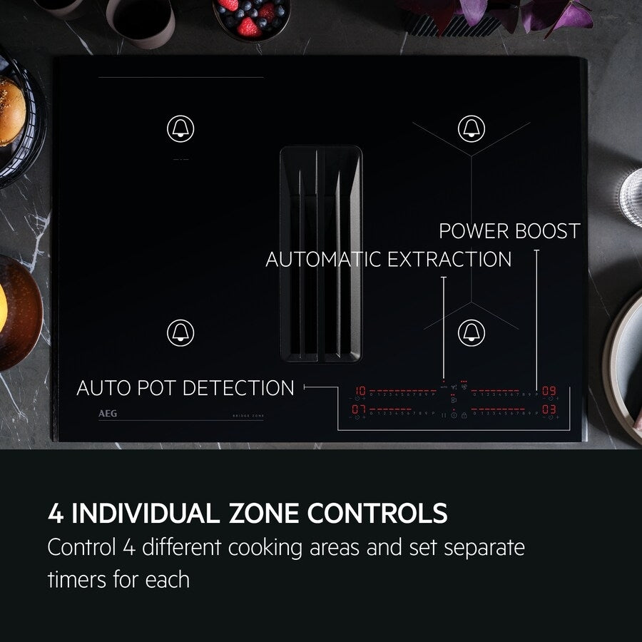 AEG SaphirMatt® TCH74B01FZ (61) 71cm 4 Zone Induction Hob with Venting Extraction in Matt Black - A+ Rated - (Tatty Box) - HW182361 - MANAGERS SPECIAL PRICE £1'119.20