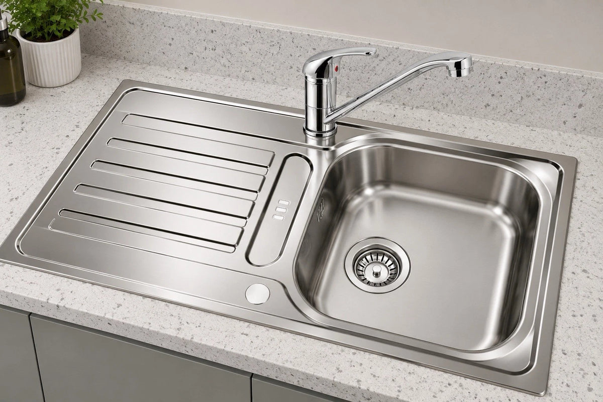 Blanco Lanis 45 S-IF 1.0 Bowl Reversible Inset Sink in Stainless Steel with Waste Kit and Single Lever Mixer Tap - (New Boxed) - HW182832-SWT