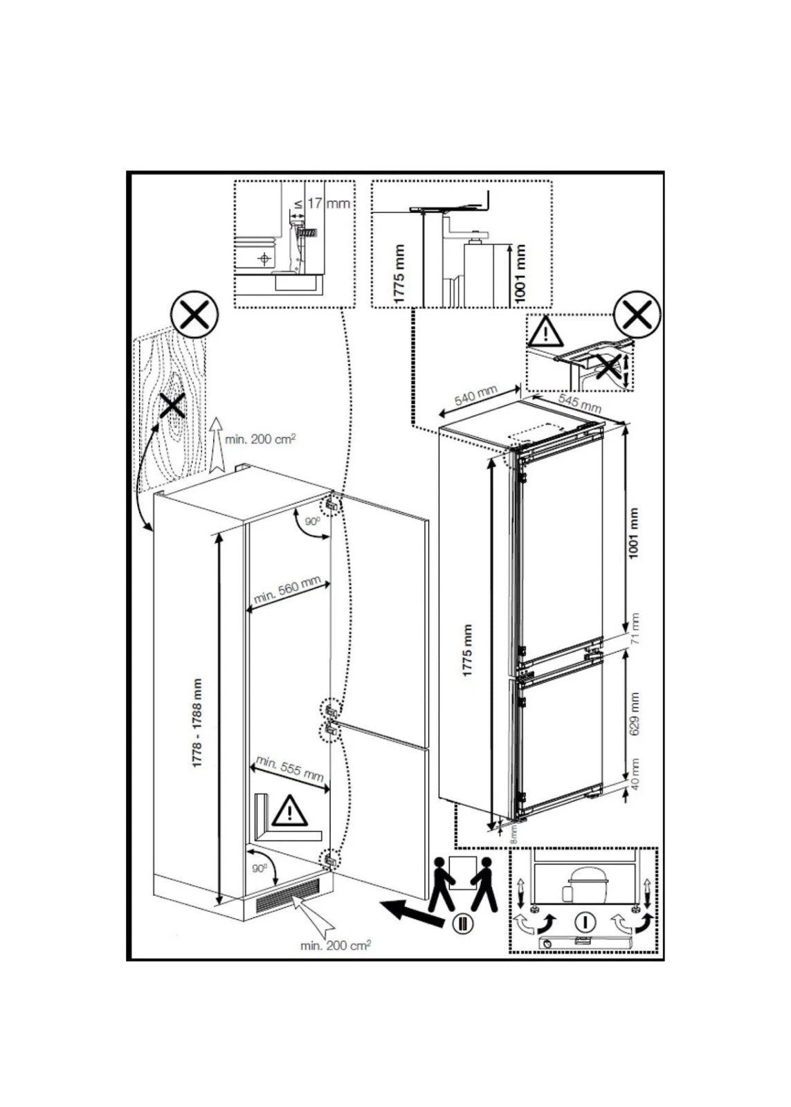 Beko BCFD4V73 (82) 70/30 Frost Free HarvestFresh™ Integrated Fridge Freezer with Sliding Hinge - E Rated - HW181882