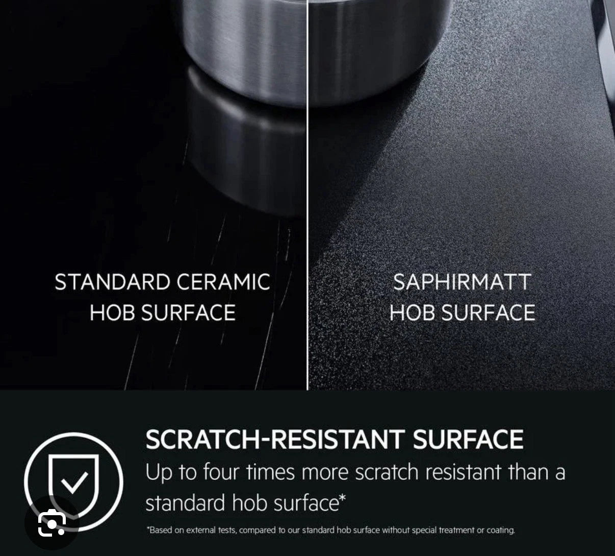 AEG 6000 SaphirMatt® NCH84B03AZ (56) 80cm 4 Zone Induction Hob with Venting Extraction in Matt Black - A+ Rated - (Blemished ) - HW182356