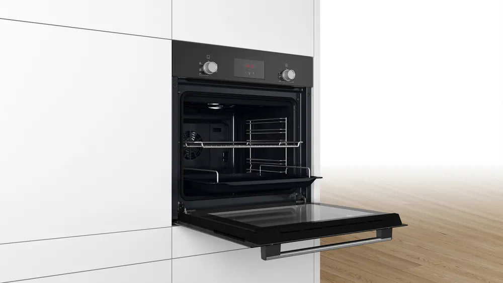Bosch Series 2 HHF113BA0B (84) Built-In Electric Single Oven in Black with 13 Amp Plug - A Rated - (Ex Display) - HW182284