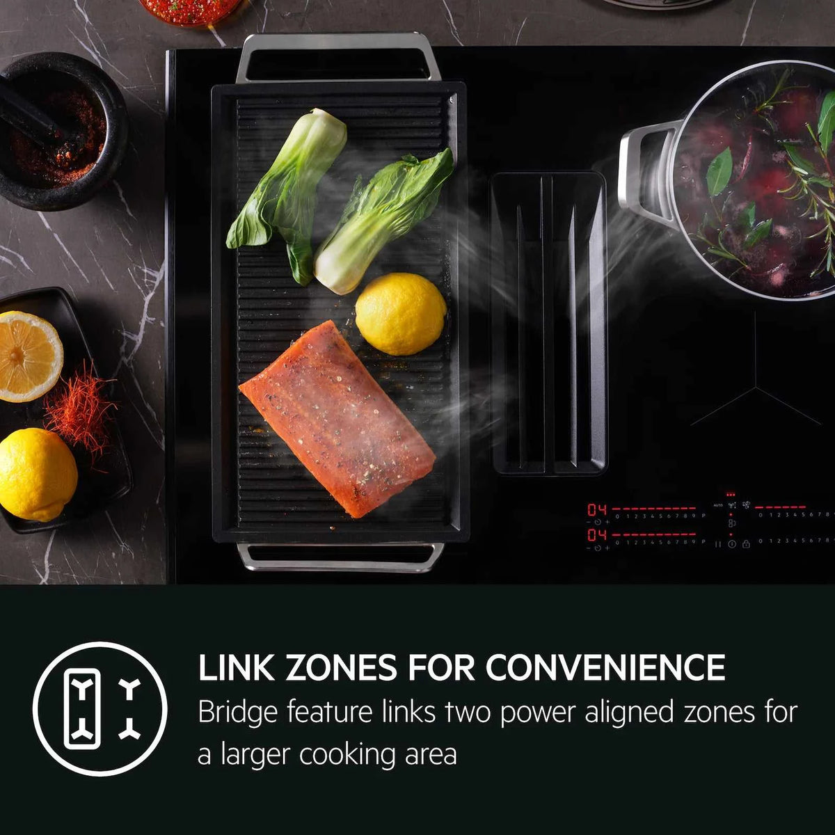 AEG Venting Hob TCH74B01CB (31) 68cm 4 Zone Induction Hob with Integrated Venting Hood in Black - (Tatty Box) - HW182631 - MANAGERS SPECIAL NOW £959.20