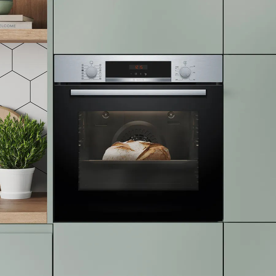 Bosch Series 4 HQA574BS3B (94) Electric Single Oven with Pyrolytic Self Cleaning in Stainless Steel - (Ex display) - HW182523