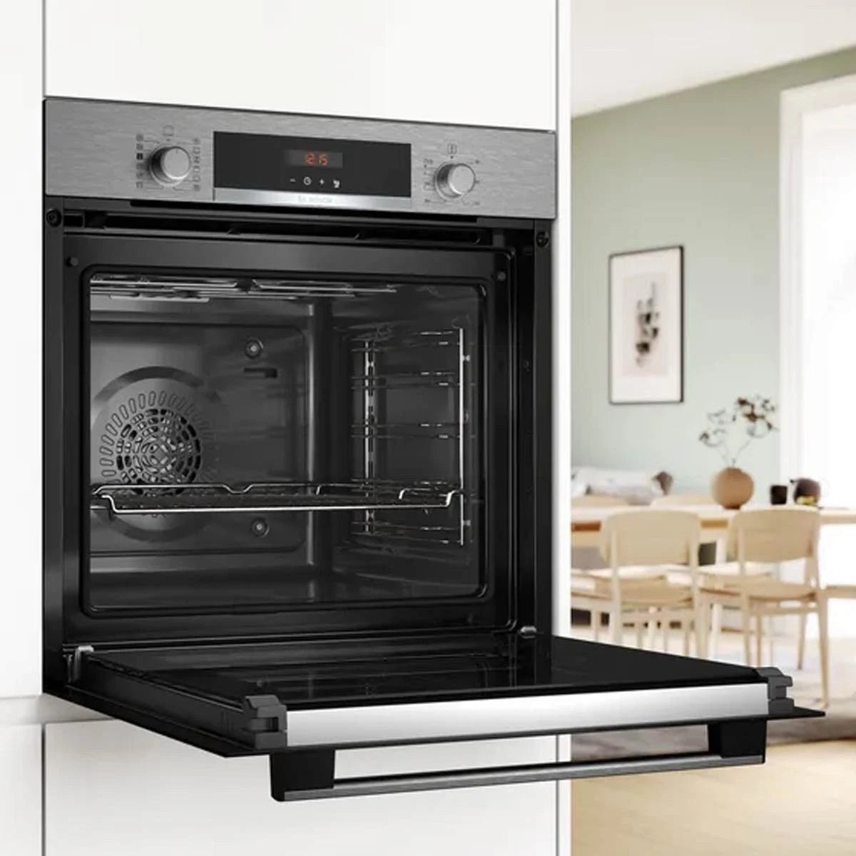 Bosch Series 4 HQA574BS3B (94) Electric Single Oven with Pyrolytic Self Cleaning in Stainless Steel - (Ex display) - HW182523