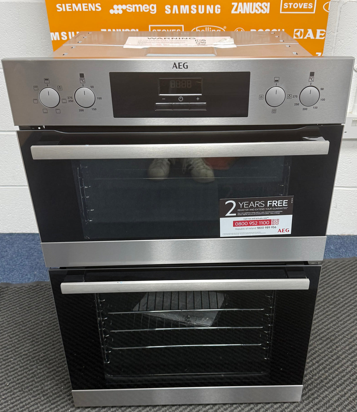 AEG 6000 DEB331010M (02) SurroundCook Clean Enamel Electric Double Built In Oven in Stainless Steel - A/A Rated - (Ex Display) - HW182402
