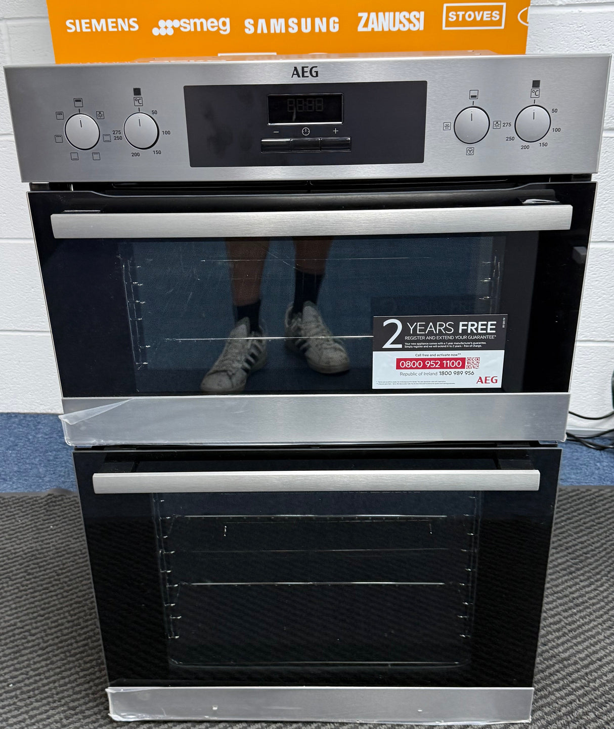 AEG 6000 DEB331010M (47) SurroundCook Clean Enamel Electric Double Built In Oven in Stainless Steel - A/A Rated - (EX Display ) - HW182447