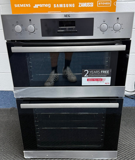 AEG 6000 DEB331010M (47) SurroundCook Clean Enamel Electric Double Built In Oven in Stainless Steel - A/A Rated - (EX Display ) - HW182447