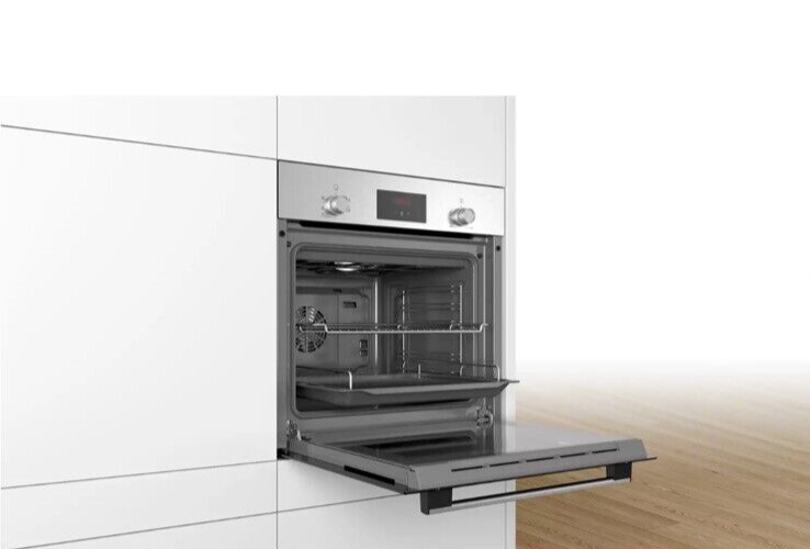 Bosch Series 2 HHF113BR0B (93) Built-In Electric Single Oven in Stainless Steel with 13 Amp Plug - A Rated - (Ex Display) - HW182786