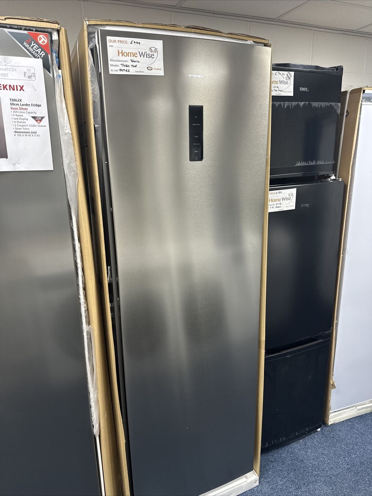 Teknix TH60TNFX 274L Total No Frost Single Door Freezer in Brushed Seel - E Rated - POHW0073 **(Suitable for Garage Use -15°C)**