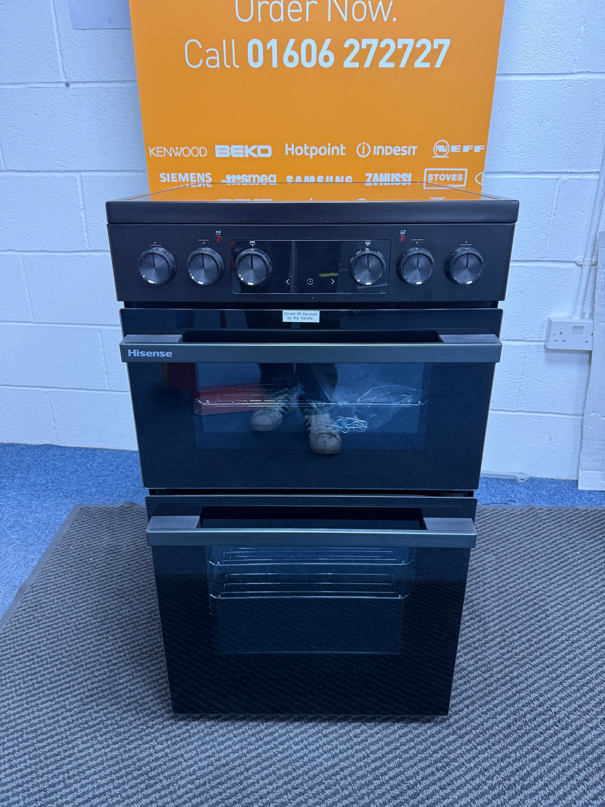 Hisense HDCEC5C10B (07) 50cm Electric Ceramic Cooker with Double Oven and AirFry Function in Black - A Rated - (Ex Display) _ HW182307
