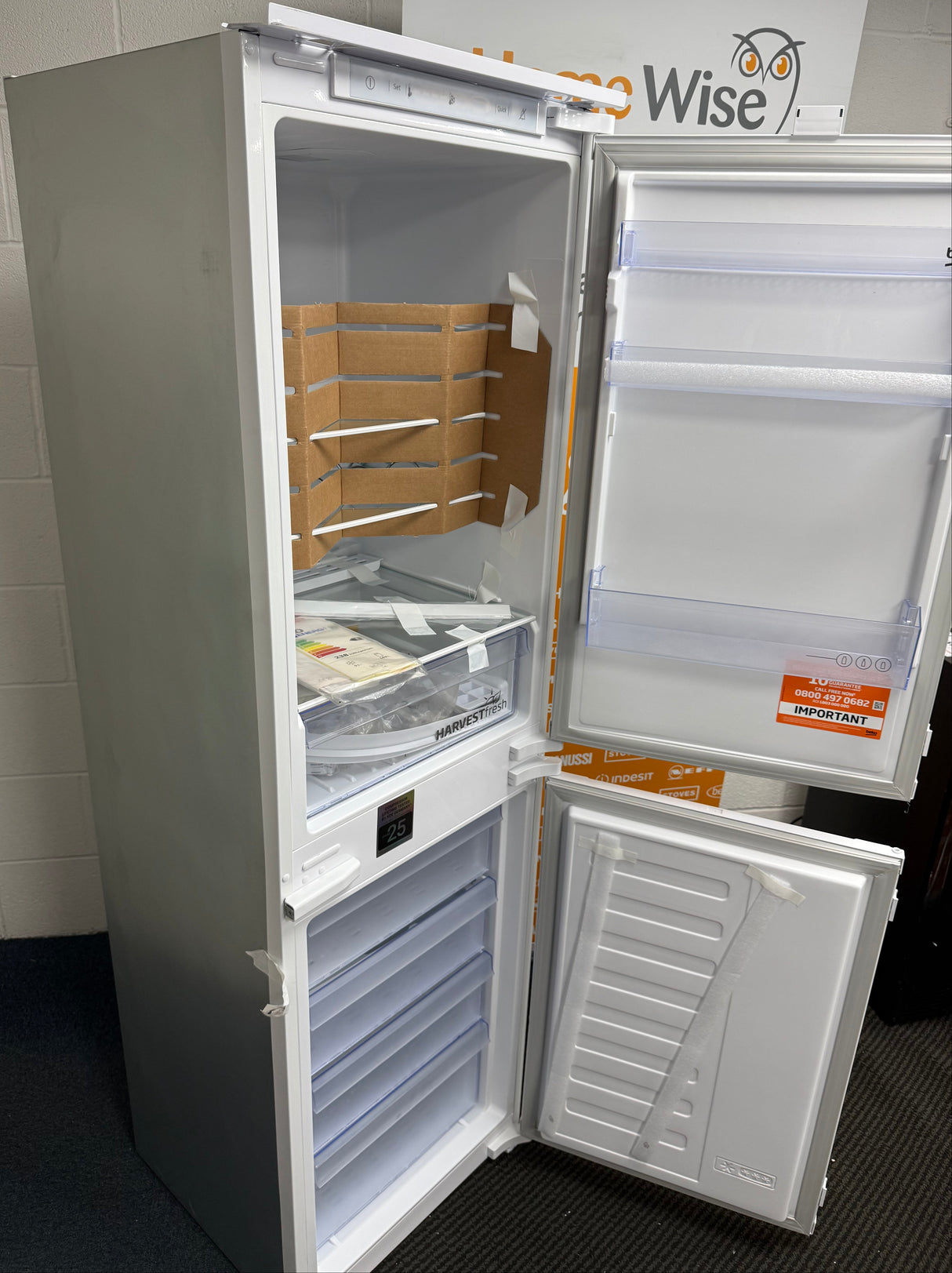 Beko BCFD4V50 (62) 50/50 Frost Free HarvestFresh™ Integrated Fridge Freezer with Sliding Hinge - E Rated - (Ex Display) - HW182462