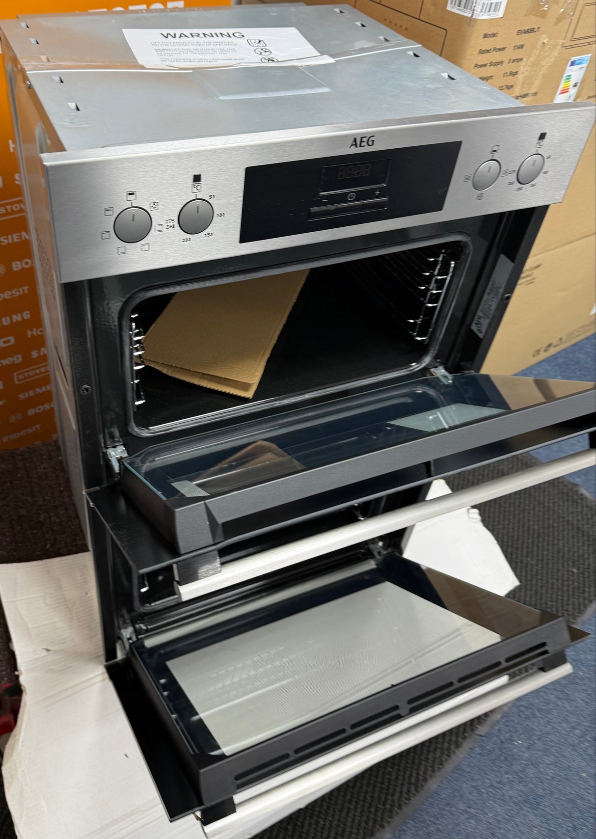 AEG 6000 DEB331010M (02) SurroundCook Clean Enamel Electric Double Built In Oven in Stainless Steel - A/A Rated - (Ex Display) - HW182402