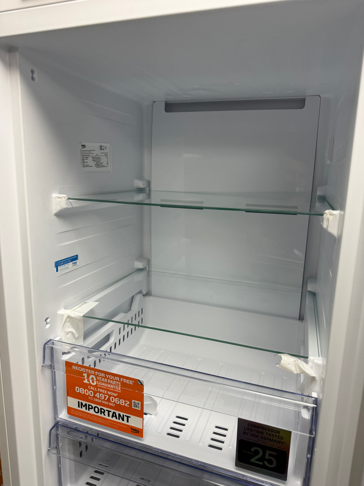 Beko BFFD4577 178cm Integrated Frost Free 220L Tall Upright Freezer with Sliding Hinge - E Rated - GRADED DENTED HW182449