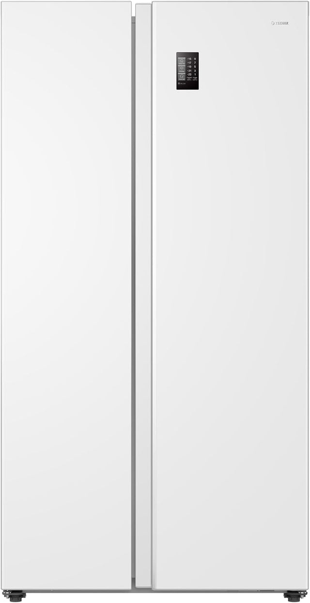 Teknix TX2SBS1791PW American Fridge Freezer in White - 523 Litre Capacity - E Rated - POHW0130 from HomeWise Appliances. Stock photo front of the appliance with doors closed.