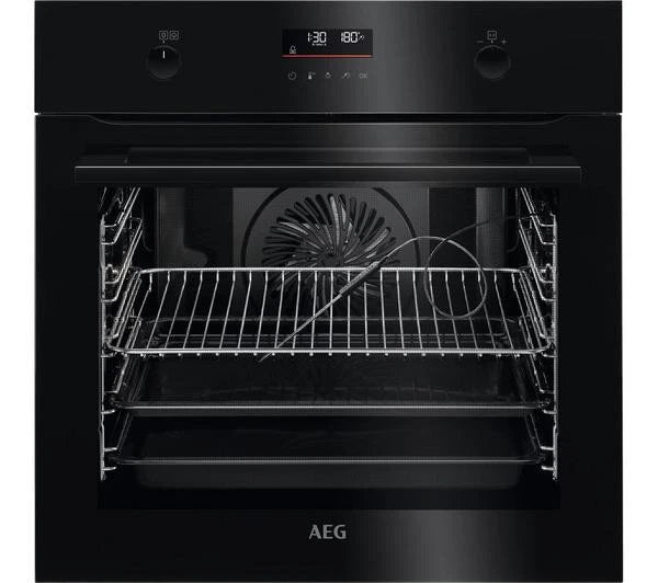 AEG BPK556260B Steambake Pyrolytic Electric Single Oven in Black - A+ Rated stock photo front