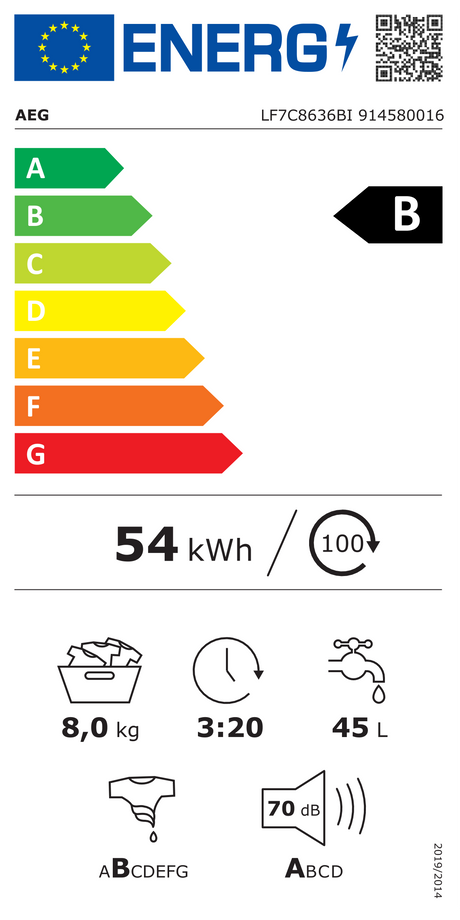 AEG LF7C8636BI (24) 8KG 1600RPM ProSteam® Integrated Washing Machine - (Ex Display) - HW182624