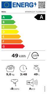 Beko WTIK94121F Integrated 9KG 1400 Spin Washing Machine in White - A Rated NEW HW182333