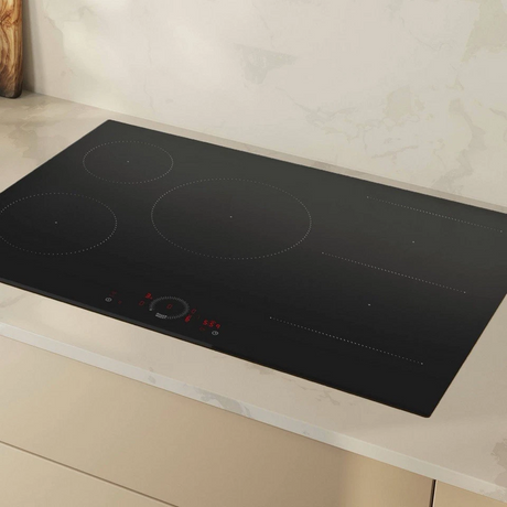 Neff T58FHW1L0 N70 80cm 5-Zone Induction Hob with Twist Touch® from HomeWise Appliances. Stock photo of the hob fiited into a worktop.