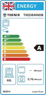 Teknix TKED64INDB 60cm Induction Hob Double Oven Electric Cooker in Black [Energy Class AA Rated] Stock Photo Energy label for the bottom oven