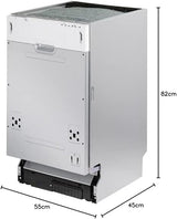 Teknix TBD455 Slimline 45cm Integrated Dishwasher with 9 Place Settings
