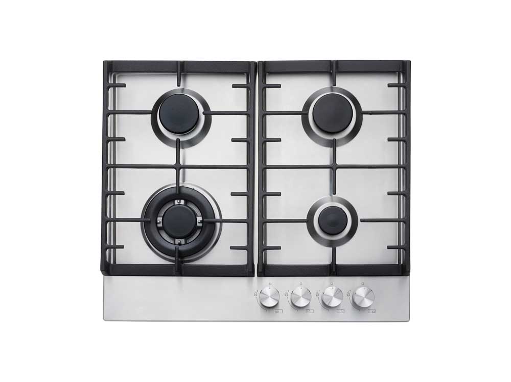 Teknix SCGH61X Signature Collection 4 Zone Gas Hob  in Stainless Steel with Wok Burner and Cast Iron Pan Supports - POHW0123