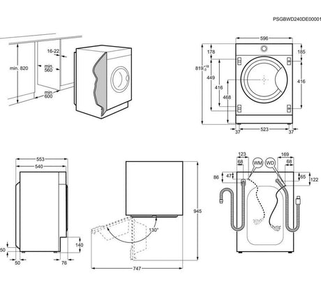 AEG LFX6G7434BI (98) 6000 Series ProSense Integrated 7 kg 1400 Spin Washing Machine - B Rated - (Ex Display) - HW182798