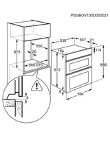 AEG 6000 DCB535060B SurroundCook Double Built-in Oven in Black - A/A Rated - (Blemished) - HW181652 installation diagram with dimensions.