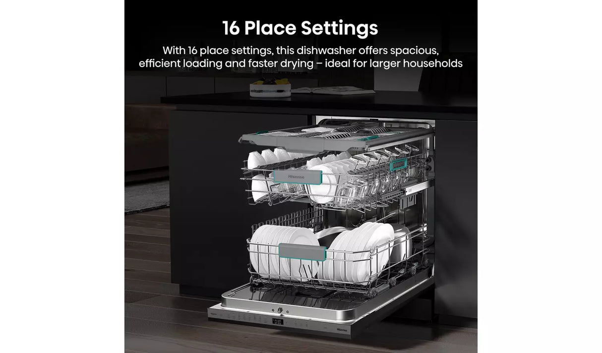Hisense HV673A60UK (42) Full-Size Fully Integrated Dishwasher with Top Cutlery Tray - A Rated - (Ex Display) - HW182142
