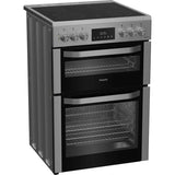 Hotpoint HDE6VDCX (02) 60cm Freestanding Electric Double Oven Ceramic Top Cooker with Multiflow in Stainless Steel - A/A Rated - (Ex Display) - HW182302