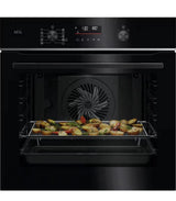 AEG NBS6P521AB (42) 6000 SenseCook® Built-in Electric Single Oven with Pyrolytic Self Cleaning in Black Glass - A+ Rated - (Ex Display) - HW182542