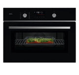 AEG 6000 Series GK6NK401B Combi Quick Compact Built-in Combination Microwave Oven in Black from HomeWise Appliances. Stock photo front