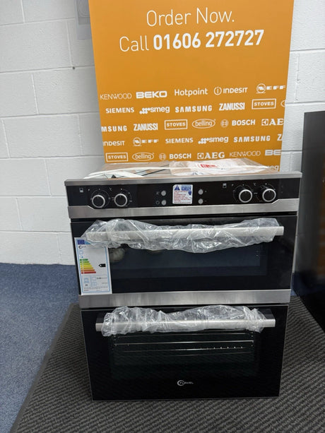 Flavel FLV72FX (52) 72cm Built Under Double Oven in Black and Stainless Steel - A/A Rated - (Ex Display) - HW182352