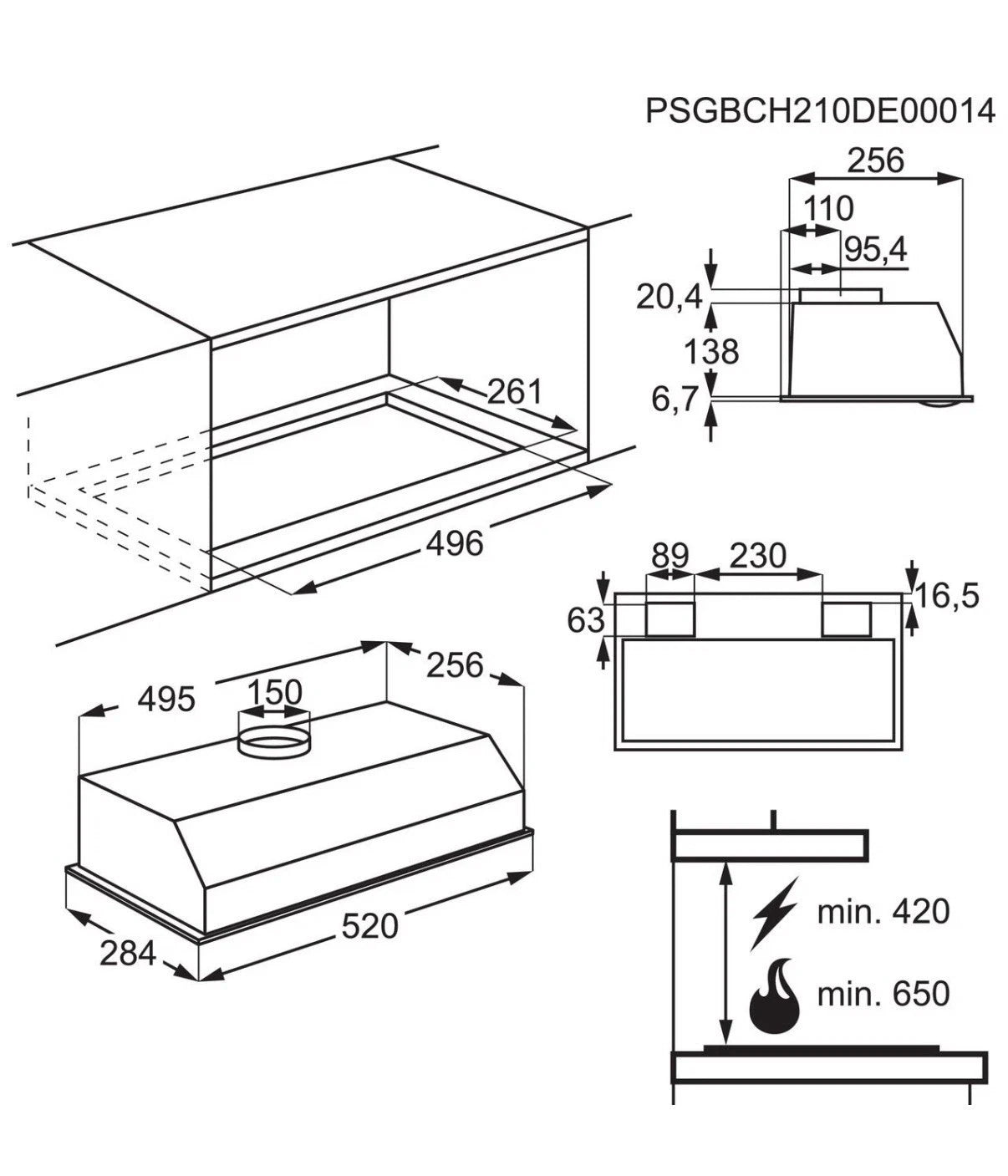 AEG DGX3523S Series 5000 52cm Built-in Canopy Extractor Hood in Grey - 3 Speeds - HW181898