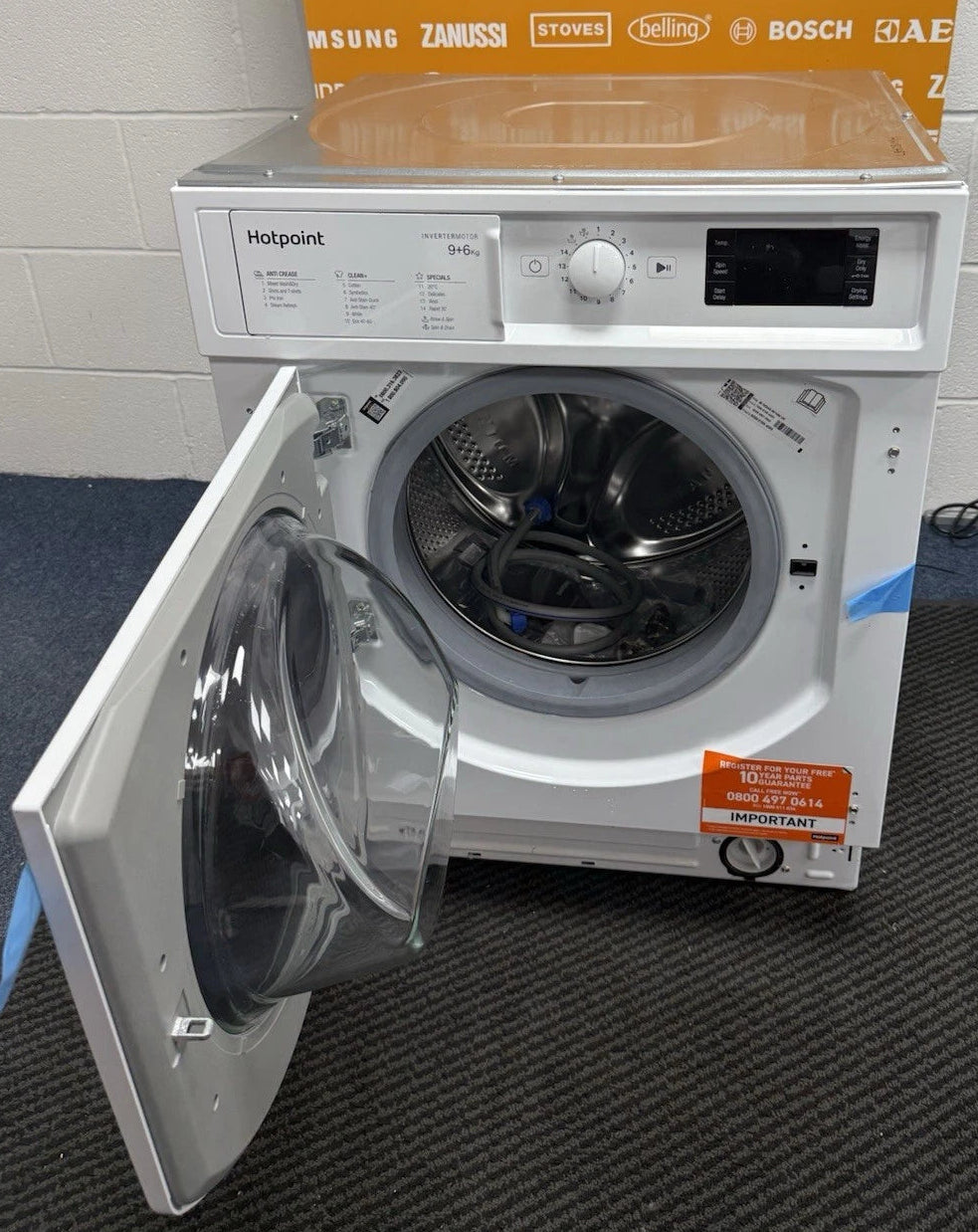 Hotpoint BI WDHG 961485 UK (87) 9KG Wash 6KG Dry Integrated Washer Dryer with Anti-Stain - (Ex Display) - HW182487