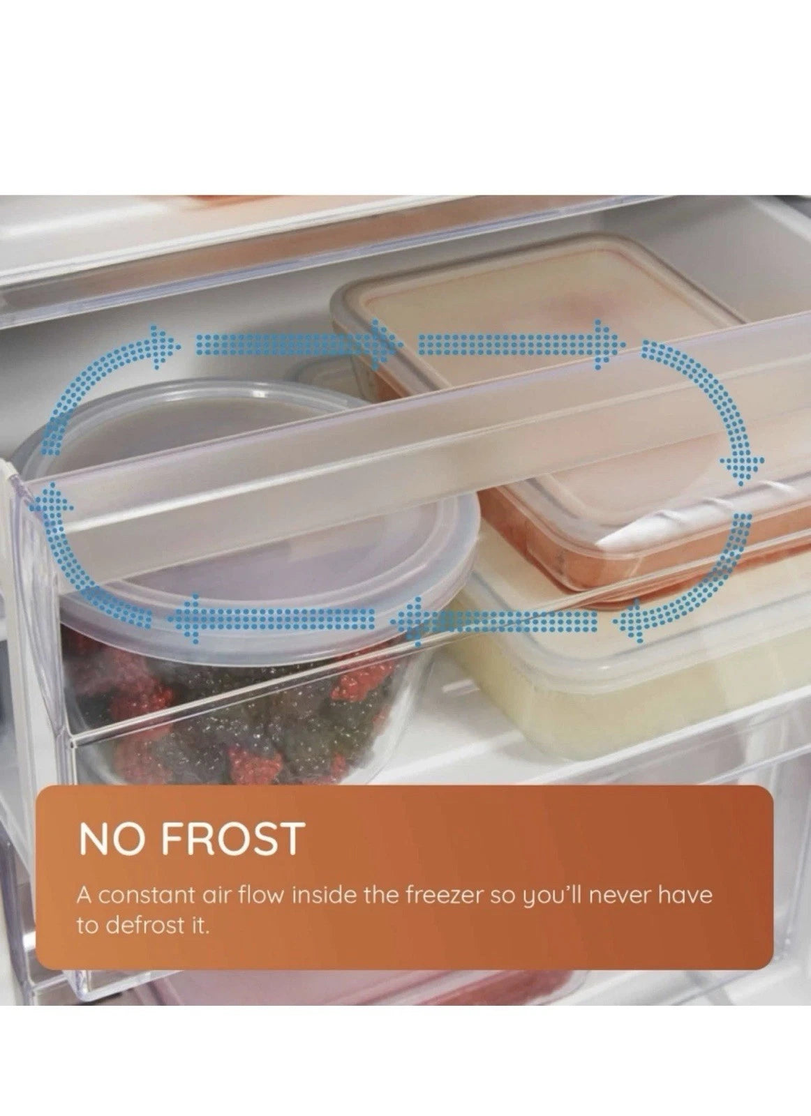 Hotpoint HTSD18F013H1 209 Litre Tall Built-In Freezer with No Frost - E Rated from HomeWise Appliances.  stock photo graphic for No Frost.